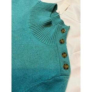 New w/Tags Talbots Teal Turtleneck Sweater Dress Small Button Accent Long Sleeve